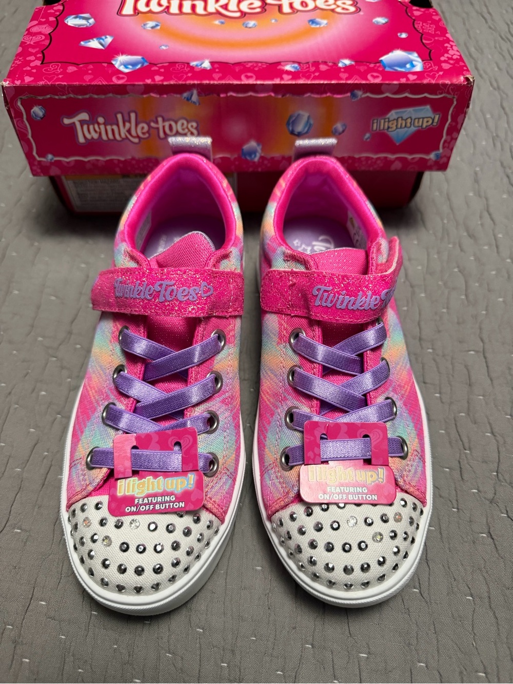 Skechers Twinkle Toes Girls Pink Multi Light-Up Sneakers NWT